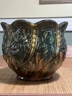 McCoy Jardiniere Planter Pot Green Yellow Brown Majolica Nouveau 7 3/4" x 6 1/2"