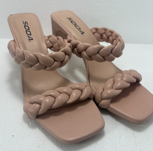 Soda Women's Braided Heelled Square Toe Block Heel Sandals size 6.5 - Picture 19 of 21