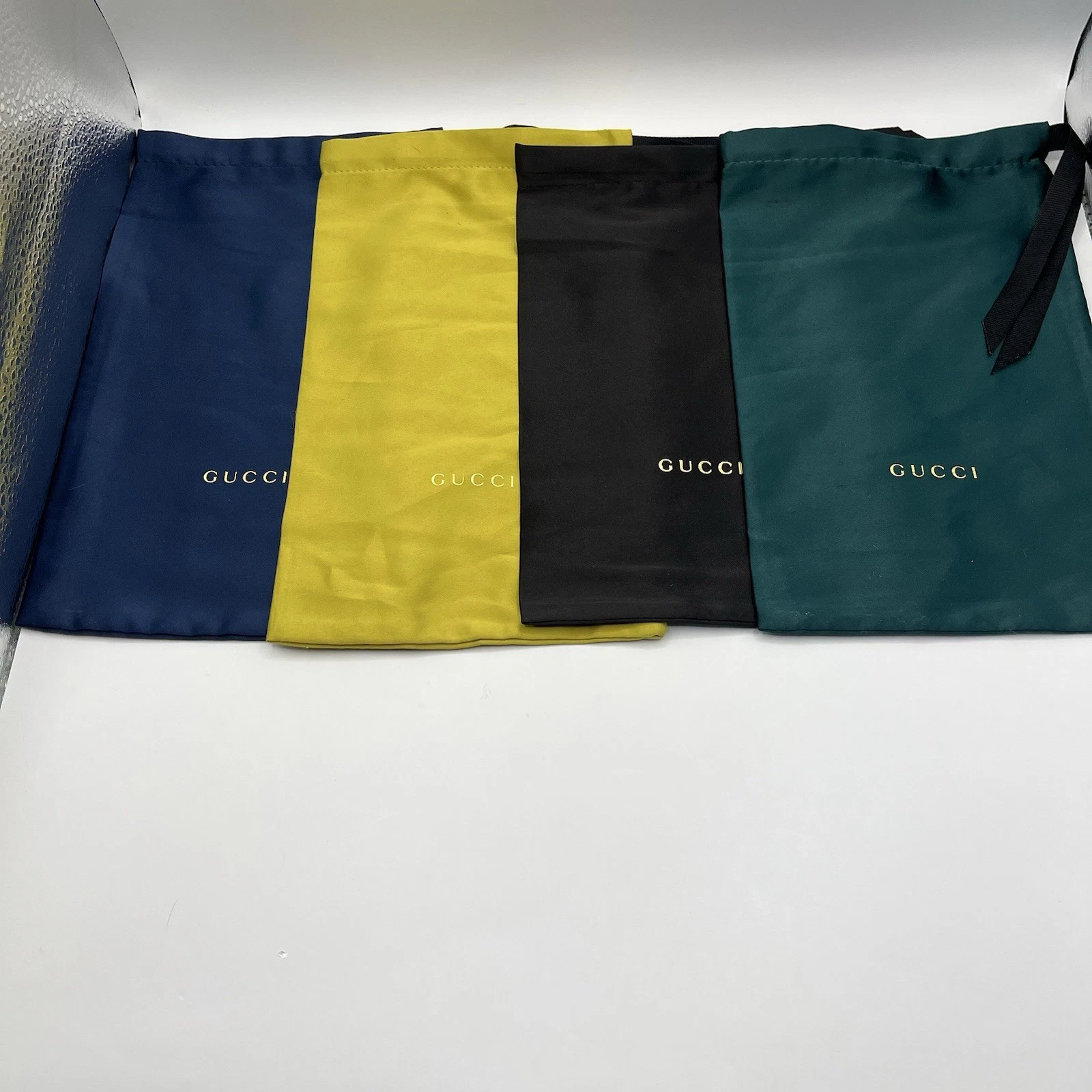 GUCCI 4 pochettes dust bag lunettes/lunettes de soleil/accessoire noir vert jaune marine
