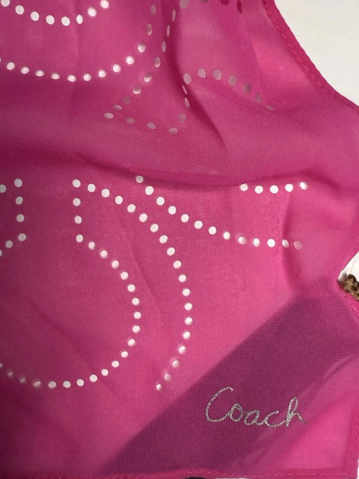 Coach Pink Signature C Logo Sheer Lightweight Scarf Wrap Gift NWOT - Image 4 of 4