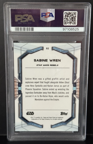 2022 TOPPS FINEST STAR WARS ORANGE REFRACTOR #82 SABINE WREN /25 PSA GEM MT 10 - Picture 5 of 6
