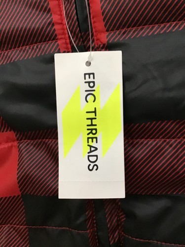 Epic Threads Boy's Puffer Jacket Black/Red Checked Size 10-12 Reversible New - Picture 3 of 15