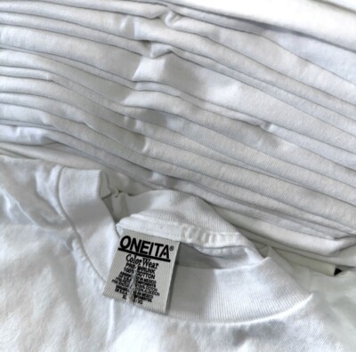 VTG Oneita XL Blank White T Shirt 90s Basic Rap Single Stitch Lot 