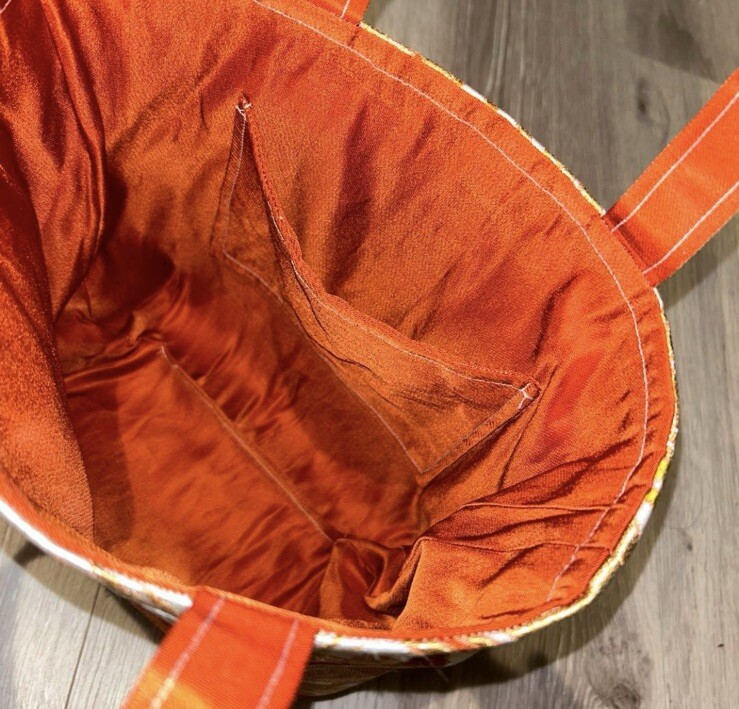 ‼︎値下げ‼︎ 【未使用】オニックスの美術工芸品 Handmade Japanese Silk Obi Tote Bag - Antique Gold Fan