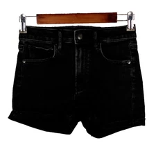 American Eagle Shortie women cuffed denim shorts 2 super high rise faded black