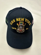 The Corps USS New York LPD 21  Logo Blue Baseball Cap Hat One Size