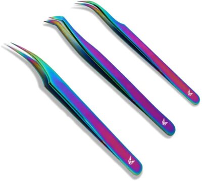 Eyelash Extension Tweezers - 3 Piece Eyelash Extension Tweezer Set with Straight