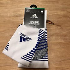 Adidas Team Mens Speed Soccer Socks Climacool White Blue SZ M Shoe Size 5-8.5