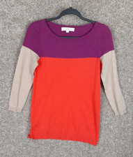 Ann Taylor Loft Colorblock Wool Blend Pullover Sweater Women XS Orange Purple