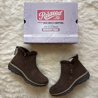 Skechers Easy Going Cool Zip Womens Side Zip Ankle Boots Brown Size UK  BNIB UK