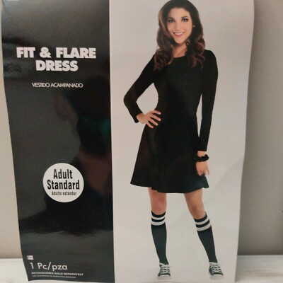 Halloween Black Long Sleeve Fit and Flare Dress Womens Adult Standard  Cosplay | eBay