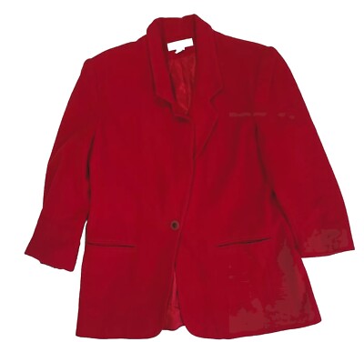 SUMMIT HILL Womens Red Cashmere Wool Blazer Jacket Size 10