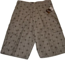 ELXR Geo-Cross Mid Weight Flat Front Khaki Print Cargo Short Sizes 30,32,38