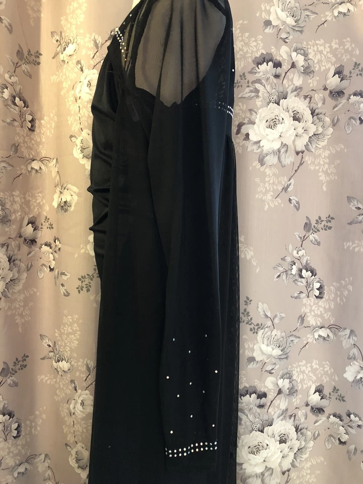 Curtain Call R570 Black Biketard Mesh Rhinestone Cape Gothic Dance Costume AXL - Image 4 of 4