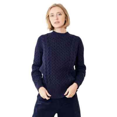 NEW Apiece Apart Nuevo Anni Merino Wool Fisherman Sweater in Navy Size S #S5136