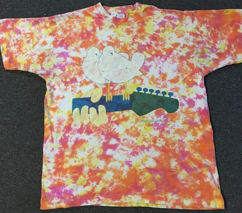 Woodstock 94 Faded Tie Dye Shirt XL Repairs Concert 1990s vintage concert t-shirt, vintage, size XL, single stitch, B+ condition