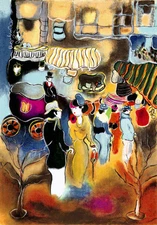 STREET SCENE - Rare Serigraph in 60 Colors S/N By Israeli Artist Zule Moscowitz