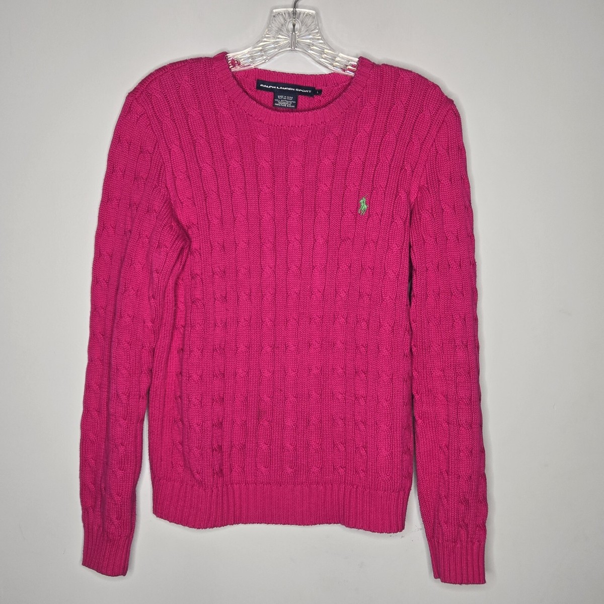 Ralph Lauren Sport ピンクセーター XS Ralph Lauren Sport Hot Pink Cable Knit Sweater Size Large