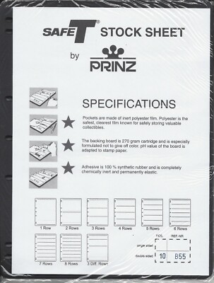 SafeT Hagner-Style Stock Sheets by Prinz B55 Two-Sided 5-Pocket Black Pkg.10