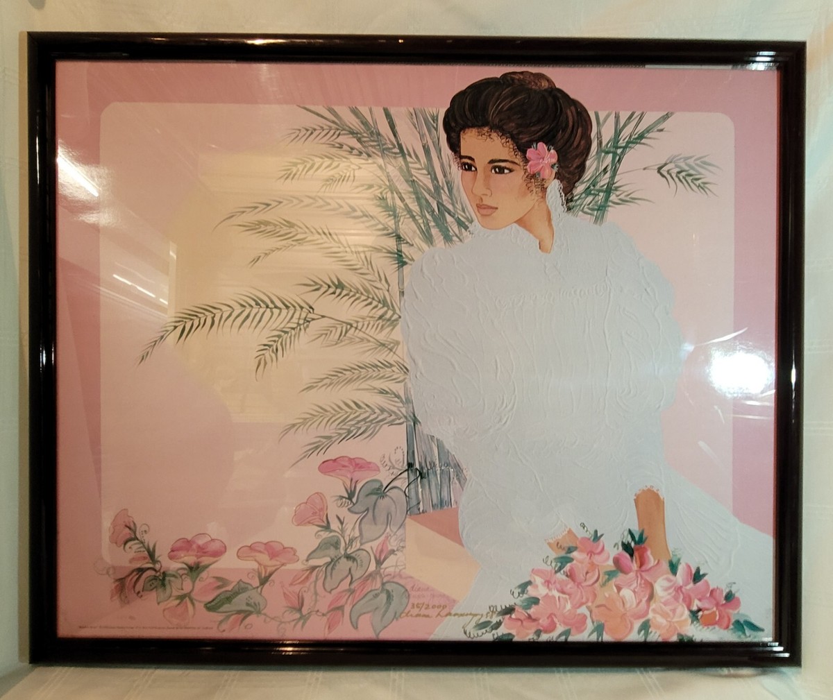 ハワイ　アート　絵画　アンティーク　Diana Hansen young FRAMED DIANA HANSEN YOUNG HAWAII 25 YEARS OF STATEHOOD PRINT