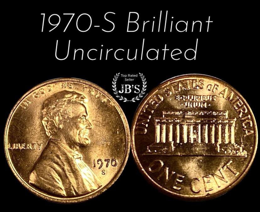 1970-S Large Date Lincoln Memorial Cent Penny - BRILLIANT