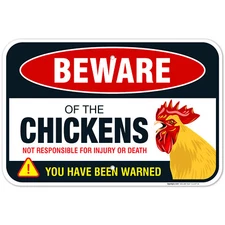 Beware of Chicken Sign, Chicken Coop Decor Gifts for Chicken Lovers,