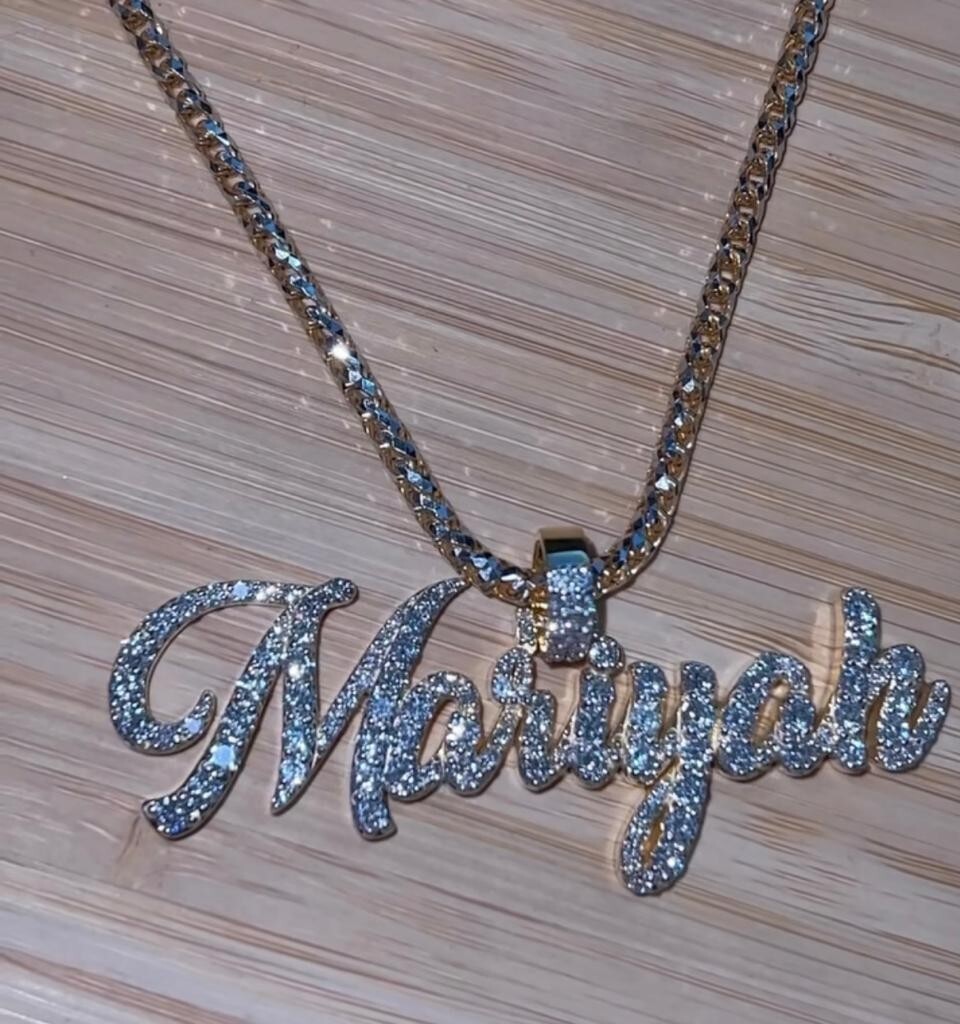 Men's 2Ct Real Moissanite Custom Cursive Name Pendant14k Rose Gold