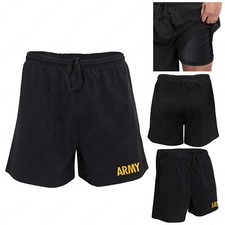 Men's Black Compression Shorts with ARMY Logo Running Athletic Shorts