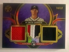 2024 Topps Triple Threads AJ Smith Shawver Rookie Jersey Patch RARE NICE! #14/27
