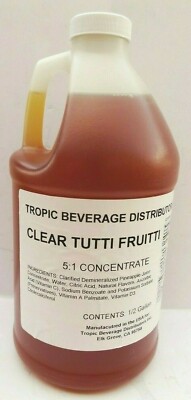 Clear Tutti Fruitti 5:1 Concentrate ~ 1/2 Gallon ~ Contains 100% Juice 