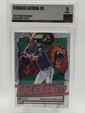 2021 Panini Donruss #UNL5 Ronald Acuna Jr Silver RAPTURE Unleashed Foil GG-9