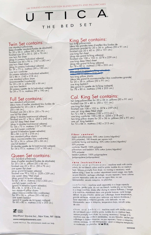 NEW Utica King 7-Piece Set Flat Fitted Sheets Pillowcases Shams Bedskirt Floral - Image 3 of 4