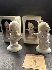 Precious Moments -  Jesus Loves Me  2 Figurines, BOTH Boy And Girl, Original 21