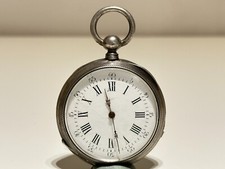 ANTIQUE SILVER FRANCE OPEN FACE POCKET WATCH"BADIER A LA MURE"/WORKS WITH KEY