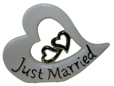 Just Married Herz 22 x 15 x 3,5 cm Hochzeit Liebe Heiraten Figur Deko B-G K 35