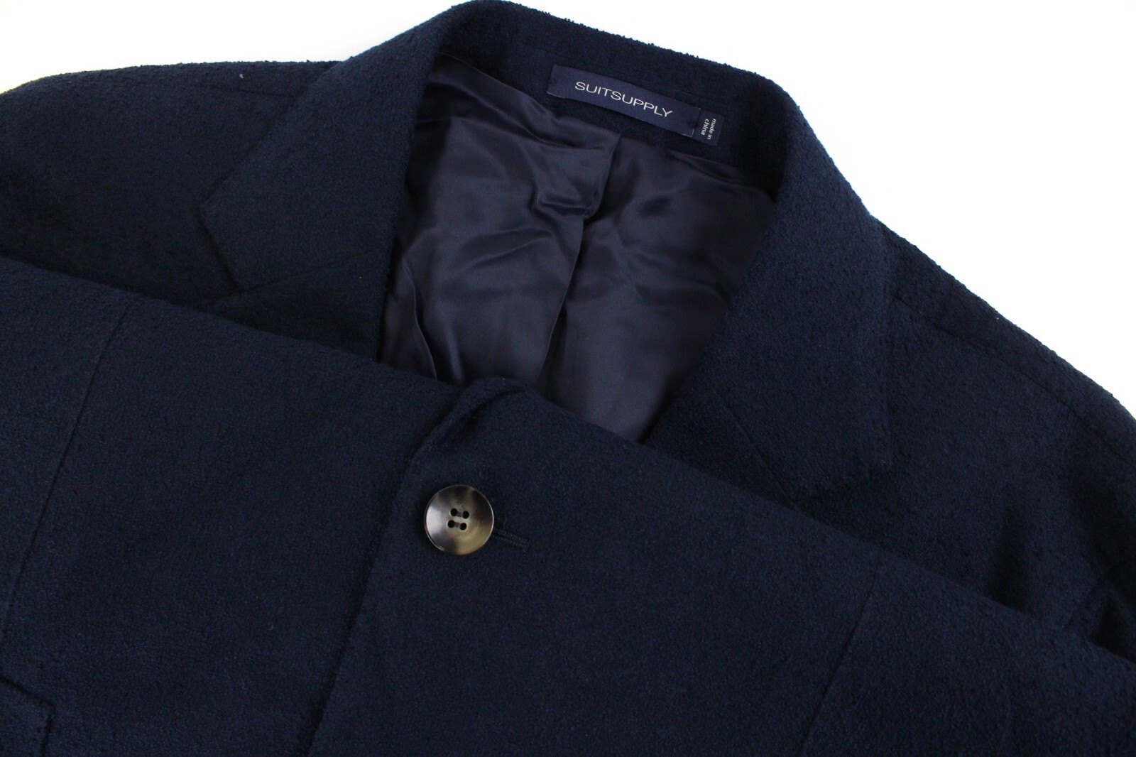 SUITSUPPLY Havana Patch UK44R Men Blazer Navy Slim Cotton Wool Linen