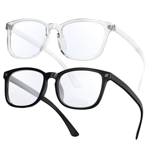 2 Pack Blue Light Blocking Glasses, Computer *B1 Light Black+clear Clear