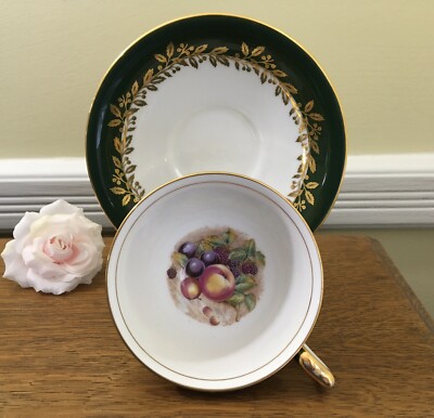  Made in England Aynsley Bone China Teacup & Saucer Orchard Fruits by D Jones