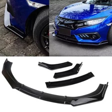 For Honda Civic 2016-2020 Glossy Black Car Front Bumper Spoiler Lip Body Kit ABS