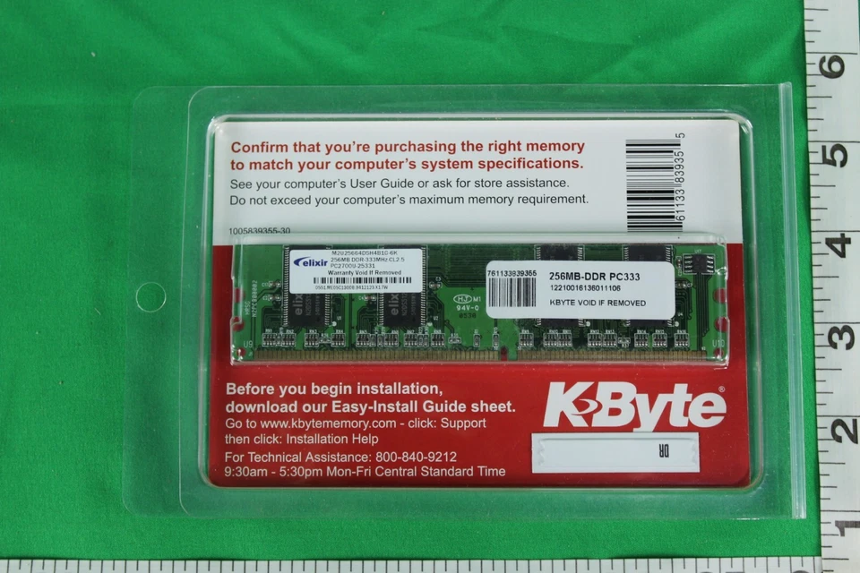 NEW KBYTE 256 MB DDR 2700 / 2100 PC 333 / 266 184 PIN DIMM ELIXIR - Image 4 of 4