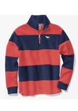 Victoria s Secret PINK Half Zip Fleece Pullover Shirt XS Red Blue NEW
