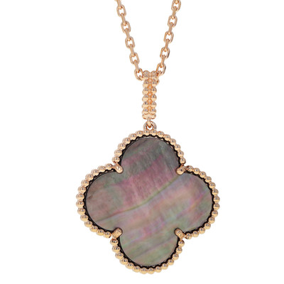 Van Cleef & Arpels Magic Alhambra 18k Rose Gold Grey MOP Pendant Necklace