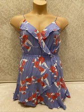Express Faux Wrap Sundress.  Multi-color Floral Ruffle Trim. Size Small