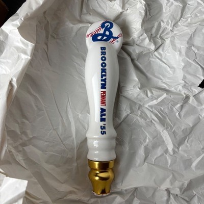 Brooklyn Brewery Pennant Ale 55 Mini Ceramic Tap Handle Baseball Theme White 8''