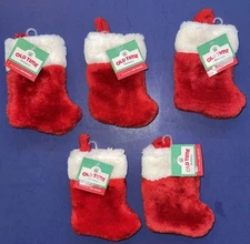 🎅🏼 SET OF FIVE ‘OLD TIME POTTERY’ RED MINI 7” STOCKINGS NWT! 🎅🏼