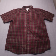 LL Bean Shirt Mens Large Tartan Plaid Short Sleeve Button Down Cotton