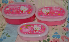 RARE Brand New Hello Kitty Sanrio 2010 3 Piece Packed Lunch Boxes Food Cases