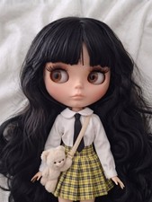 Blythe Doll 12  Black Wavy Long Hair Nude Tan Skin Matte Face Jointed Doll