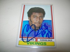 1974 TOPPS RC CHUCK FOREMAN ROY 73 INSCRIBED SIGNED AUTO #113 MINNESOTA VIKINGS