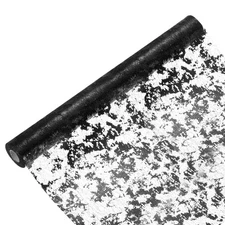 Black Table Runner Roll 20" x 15 Feet Sequin Foil Metallic Mesh Table Runner